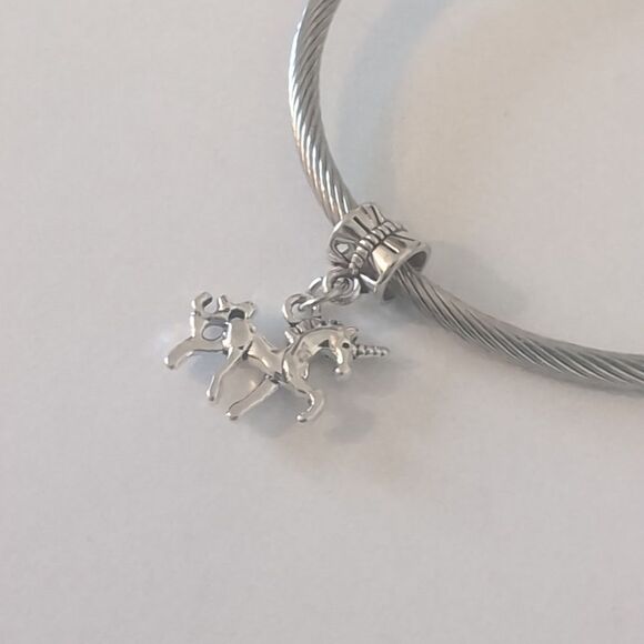 Silver Unicorn‎ Dangle Charm for Pandora Style Bracelet - Picture 2 of 4